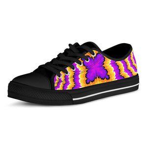 Yellow Explosion Moving Optical Illusion Black Low Top Sneakers