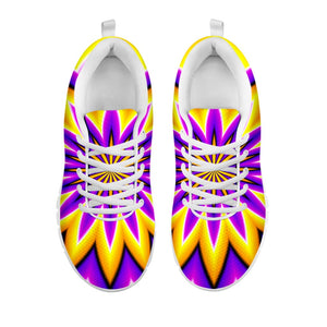 Yellow Flower Moving Optical Illusion White Running Shoes