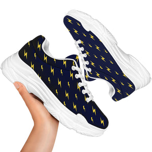 Yellow Lightning Bolts Pattern Print White Chunky Shoes