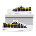 Yellow Navy And Black Plaid Print White Low Top Sneakers