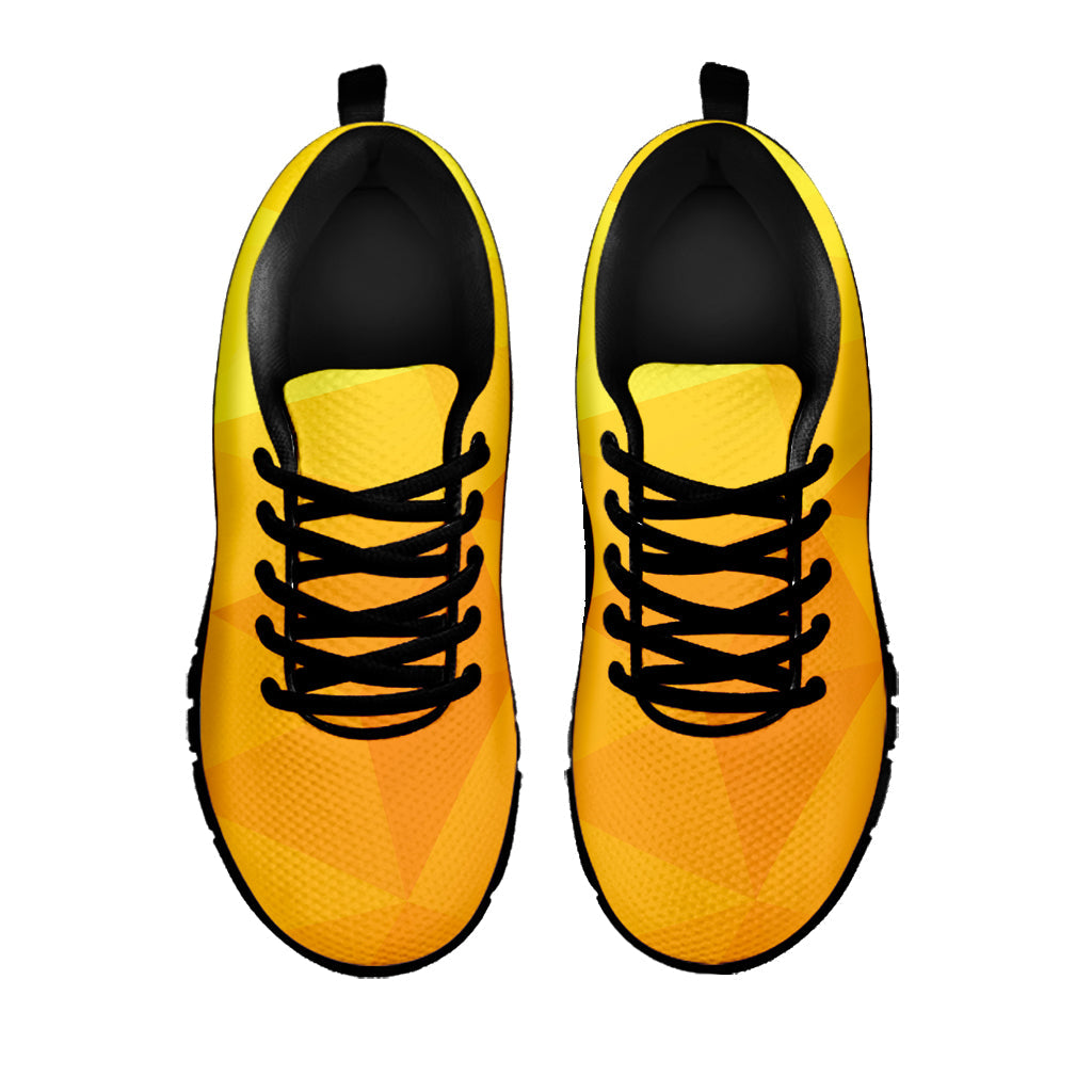 Yellow Polygonal Geometric Print Black Running Shoes
