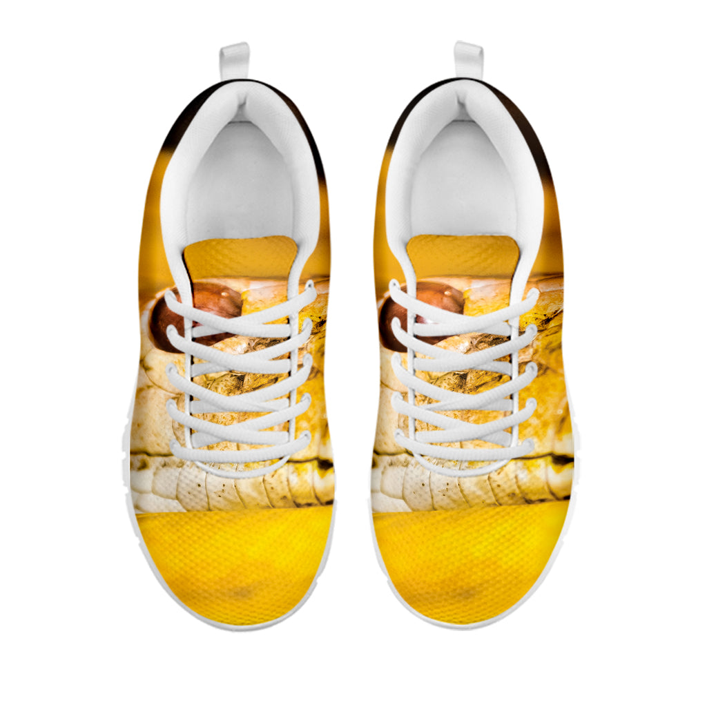 Yellow Python Snake Print White Running Shoes