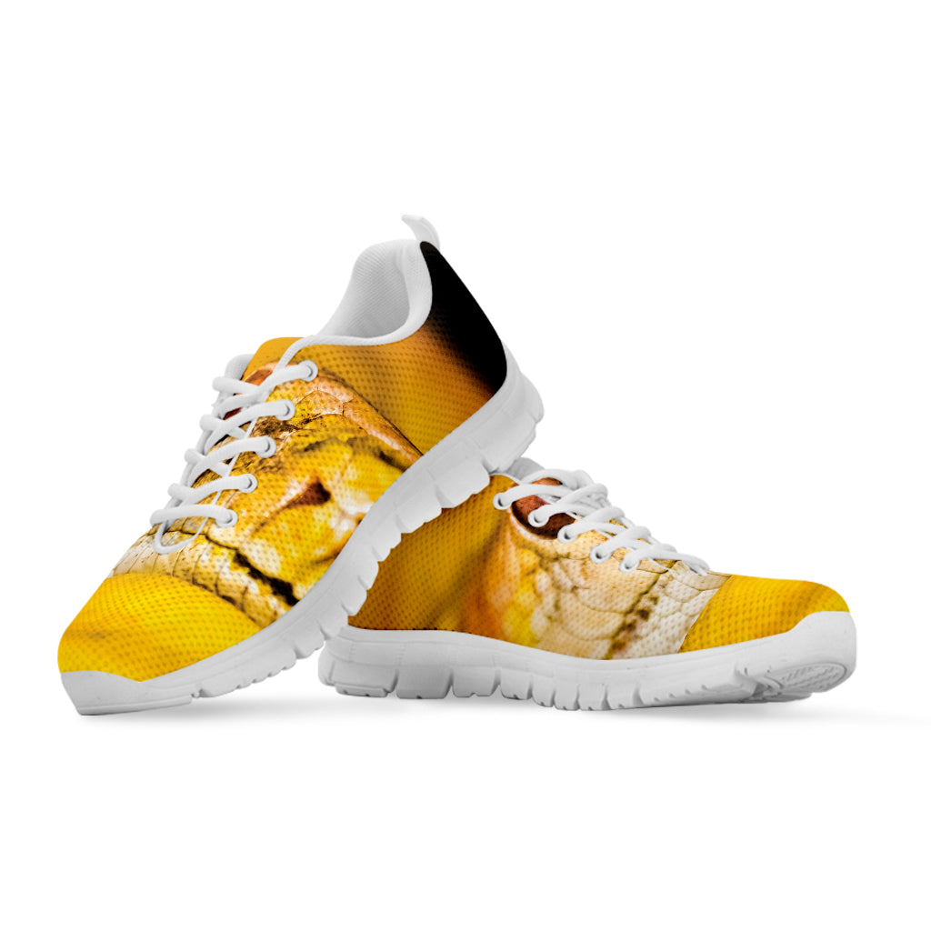 Yellow Python Snake Print White Running Shoes
