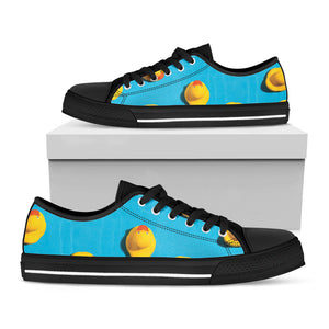 Yellow Rubber Ducks Print Black Low Top Sneakers