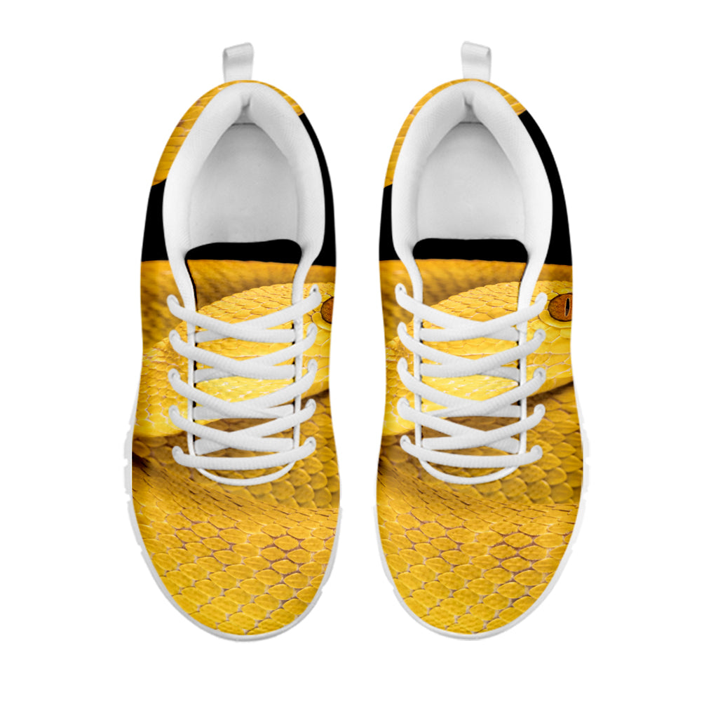 Yellow Snake Print White Running Shoes
