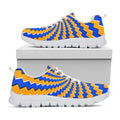Yellow Spiral Moving Optical Illusion White Running Shoes