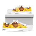 Yellow Sunflower Print White Low Top Sneakers