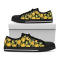 Yellow Tulip Pattern Print Black Low Top Sneakers