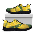 Yellow Tulip Print Black Running Shoes