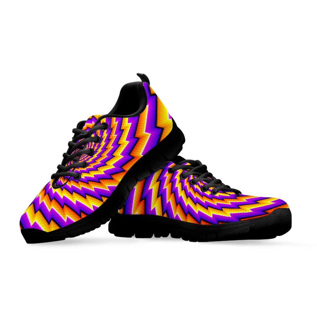 Yellow Twisted Moving Optical Illusion Black Running Shoes