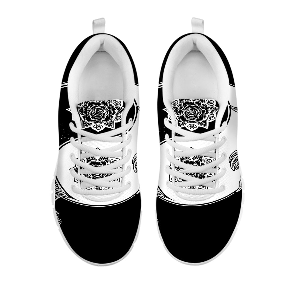 Yin And Yang Koi Carp Fish Print White Running Shoes