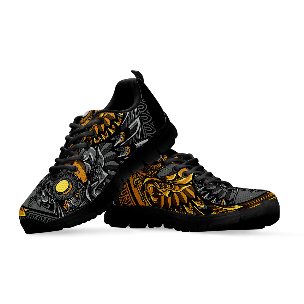 Yin Yang Owl Print Black Running Shoes