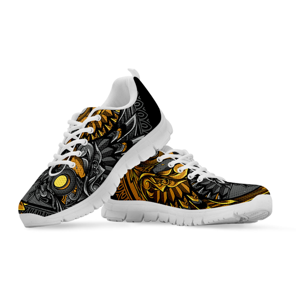 Yin Yang Owl Print White Running Shoes