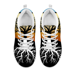 Yin Yang Tree Of Life Print White Running Shoes