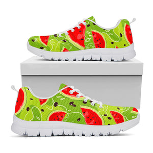 Yummy Watermelon Pieces Pattern Print White Running Shoes