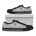 Zentangle Floral Pattern Print Black Low Top Sneakers