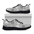 Zentangle Floral Pattern Print Black Running Shoes