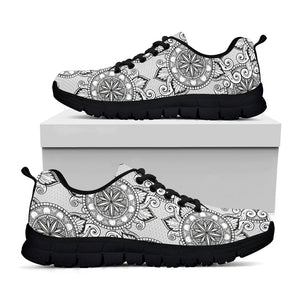Zentangle Floral Pattern Print Black Running Shoes