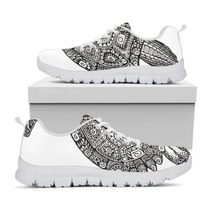 Zentangle Sea Turtle Print White Running Shoes
