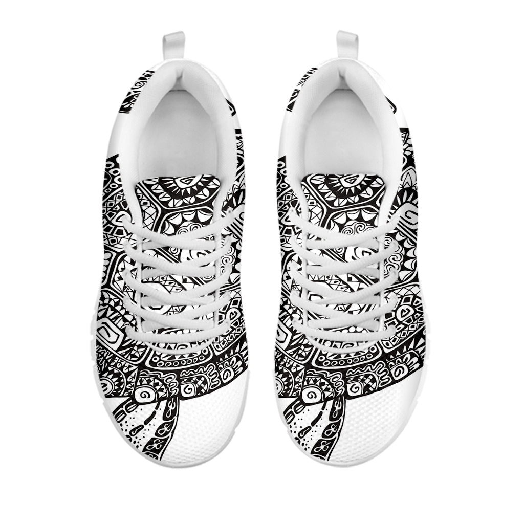 Zentangle Sea Turtle Print White Running Shoes