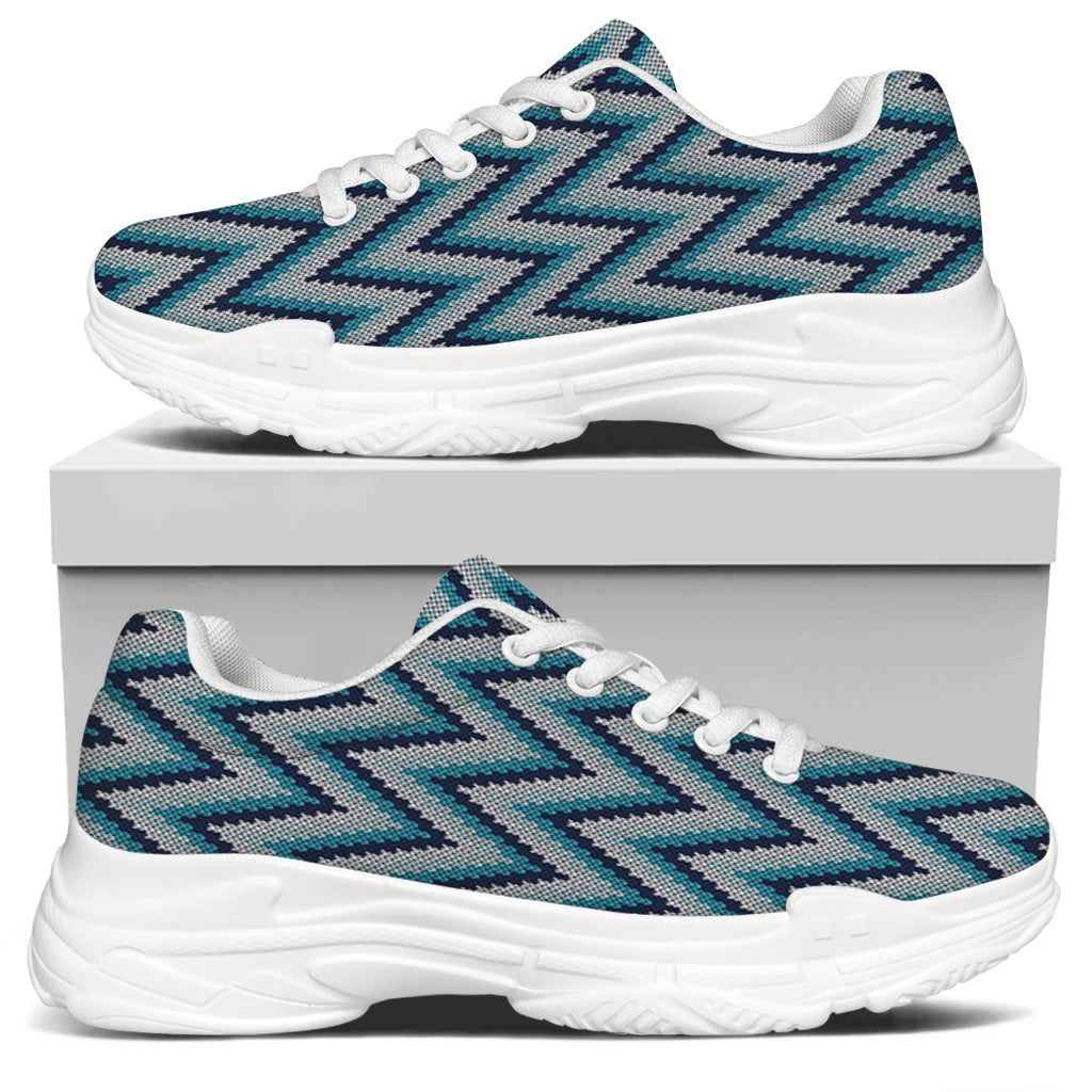 Zigzag Knitted Pattern Print White Chunky Shoes
