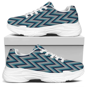 Zigzag Knitted Pattern Print White Chunky Shoes
