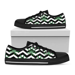 Zigzag Weed Pattern Print Black Low Top Sneakers