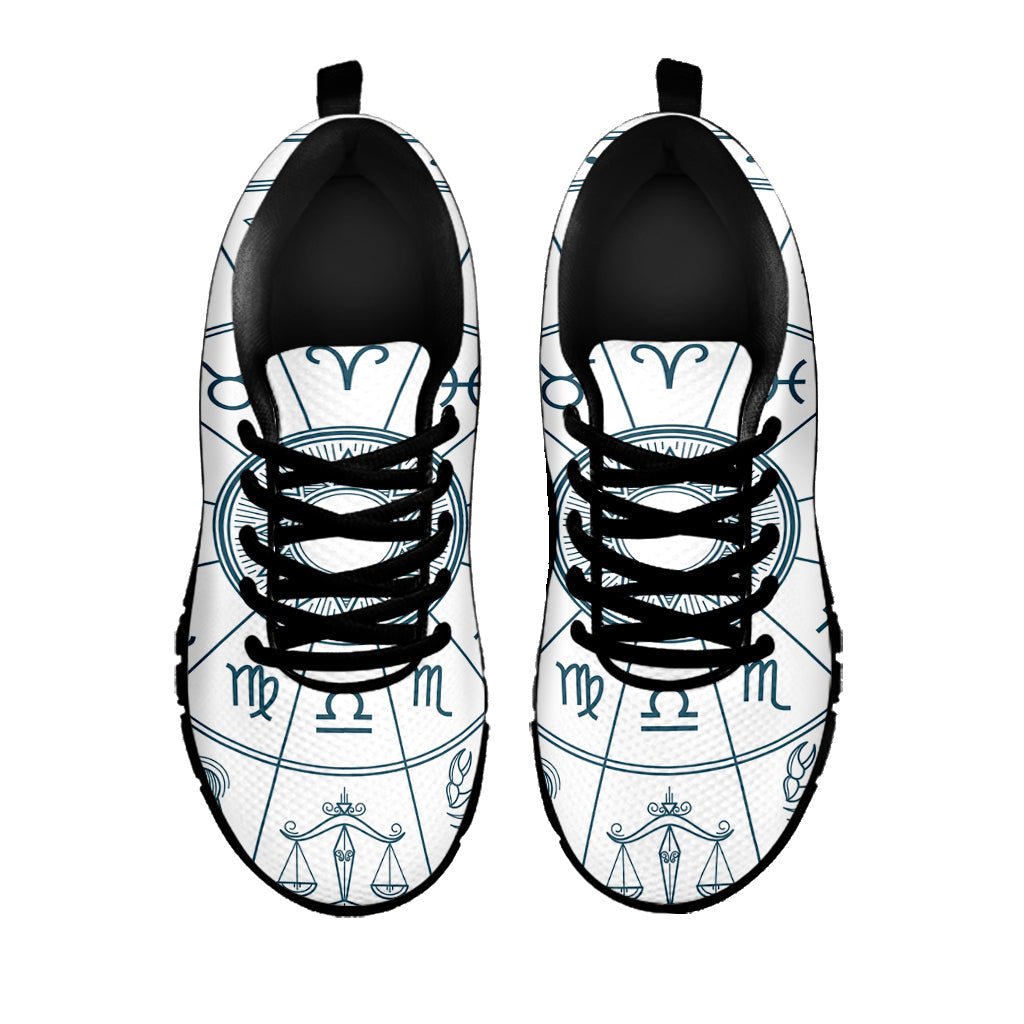 Zodiac Astrology Signs Print Black Running Shoes