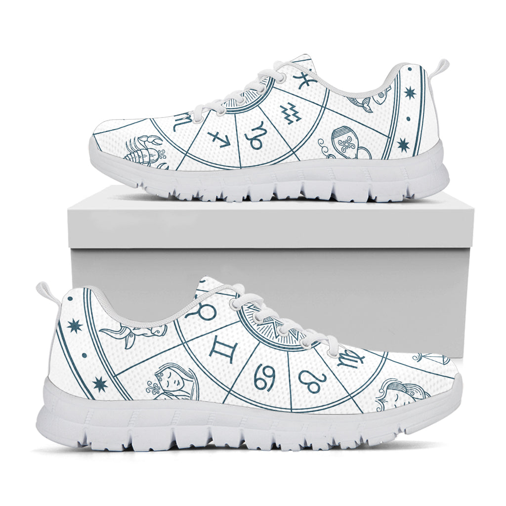 Zodiac Astrology Signs Print White Running Shoes