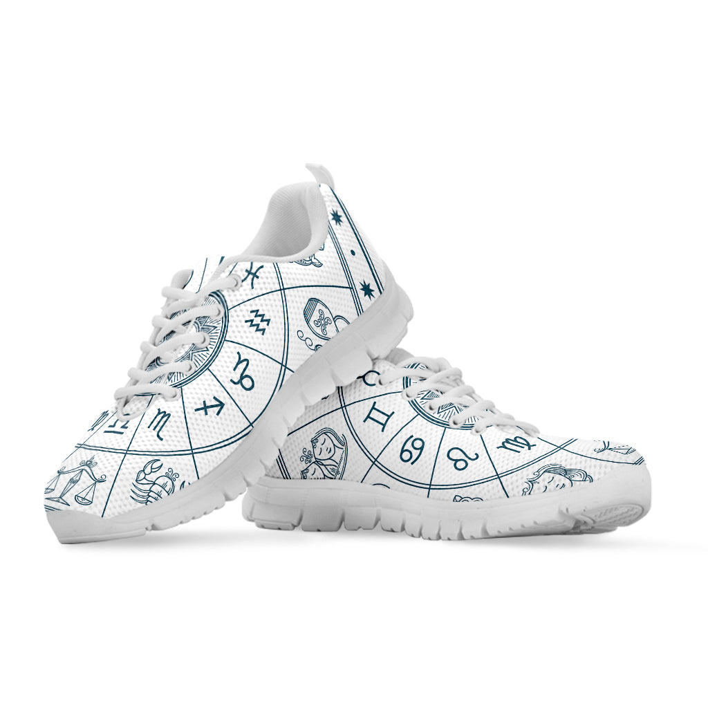Zodiac Astrology Signs Print White Running Shoes