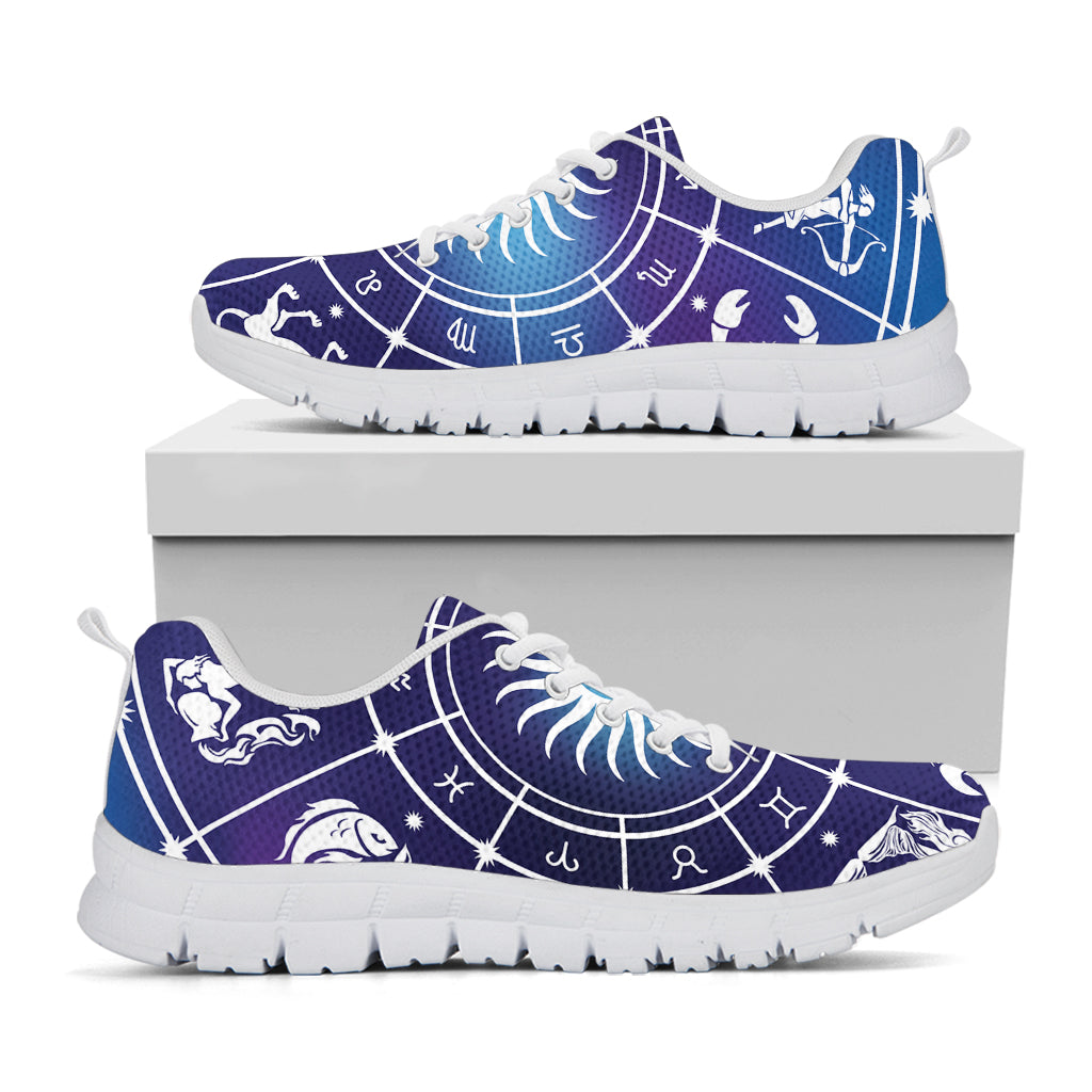 Zodiac Horoscopes Print White Running Shoes