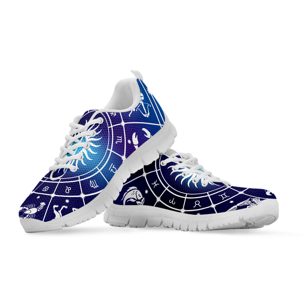 Zodiac Horoscopes Print White Running Shoes