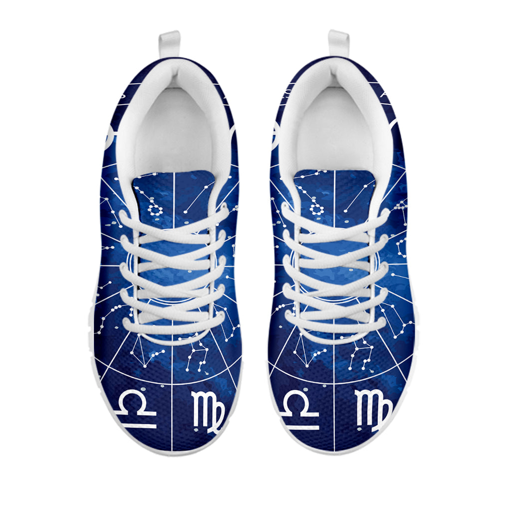Zodiac Signs Wheel Print White Running Shoes