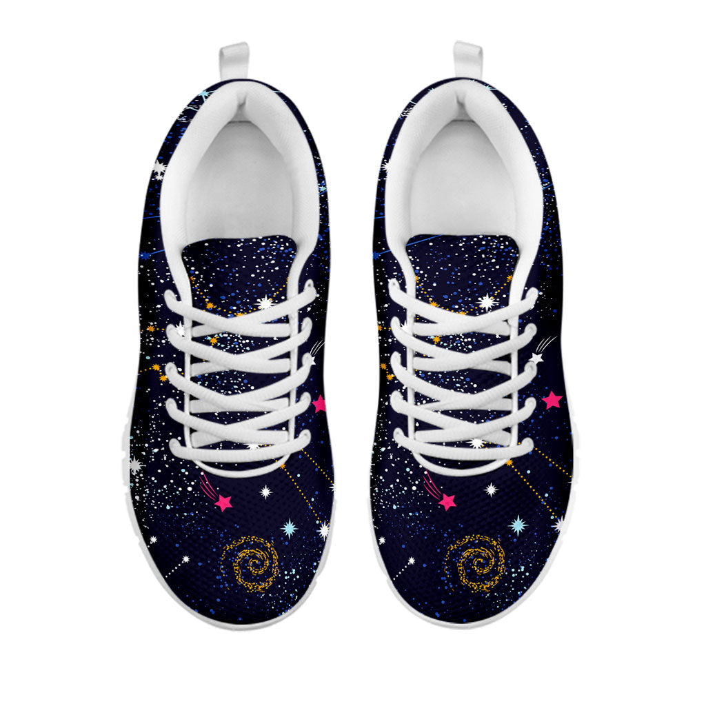 Zodiac Star Signs Galaxy Space Print White Running Shoes