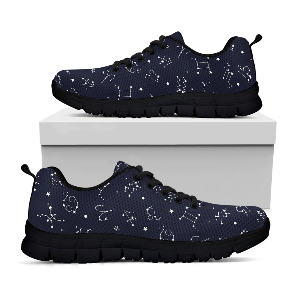 Zodiac Star Signs Pattern Print Black Running Shoes