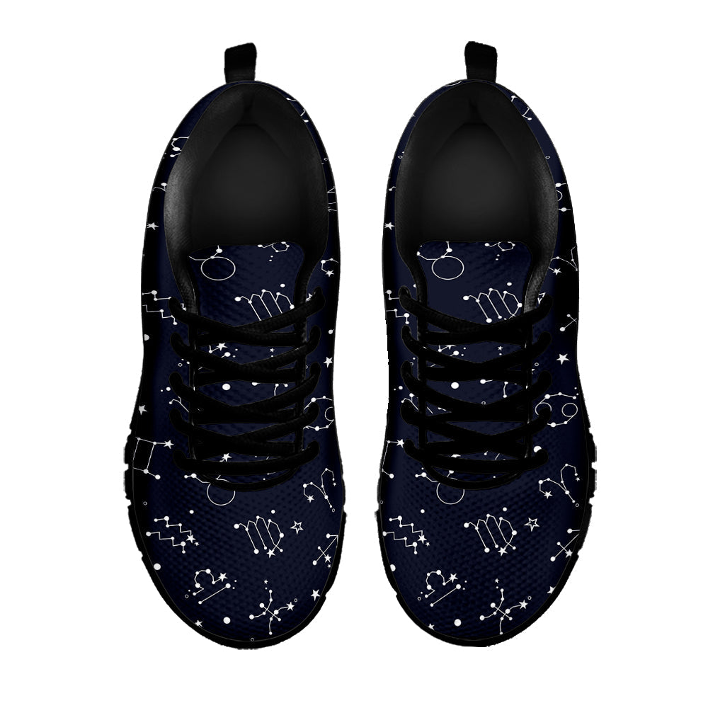 Zodiac Star Signs Pattern Print Black Running Shoes