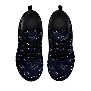Zodiac Star Signs Pattern Print Black Running Shoes
