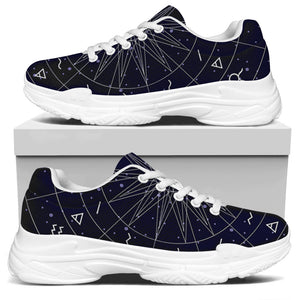 Zodiac Symbols Circle Print White Chunky Shoes