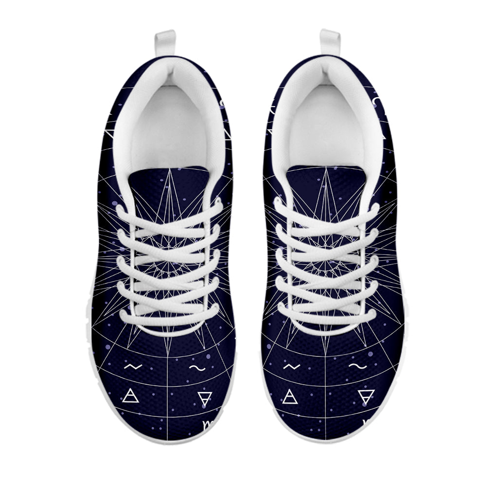 Zodiac Symbols Circle Print White Running Shoes