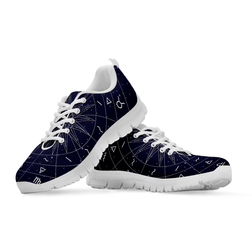 Zodiac Symbols Circle Print White Running Shoes