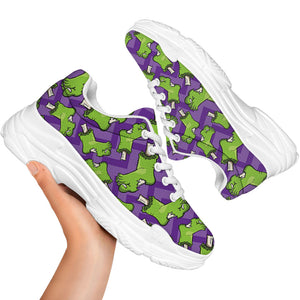 Zombie Foot Pattern Print White Chunky Shoes