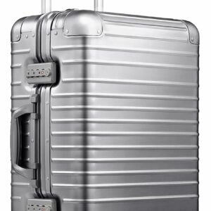 All Aluminum Carry On Luggage with Wheels Zipperless Hardshell Luggage with TSA Lock Silver 20 Inch
