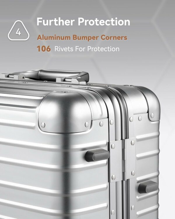 All Aluminum Carry On Luggage with Wheels Zipperless Hardshell Luggage with TSA Lock Silver 20 Inch 8