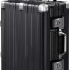 Carry On Luggage Aluminum Frame No Zipper Metal Hardshell PC+ABS Luggage Noble TSA Airline Approved Suitcase with Spinner Wheels 20 Inch Black 1