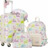 Luggage Set 5 Piece Suitcase Set 16’’ Carry on Hardside Spinner Toddler Luggage Travel Rolling Luggage Girls Boys 1