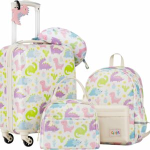 Luggage Set 5 Piece Suitcase Set 16’’ Carry on Hardside Spinner Toddler Luggage Travel Rolling Luggage Girls Boys 1