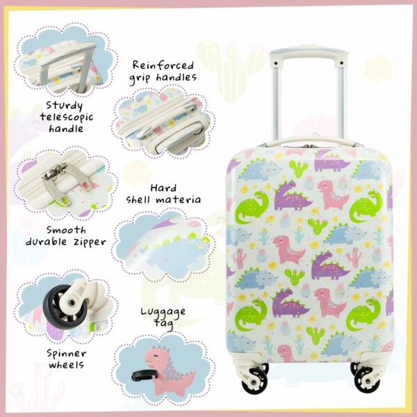 Luggage Set 5 Piece Suitcase Set 16’’ Carry on Hardside Spinner Toddler Luggage Travel Rolling Luggage Girls Boys 2