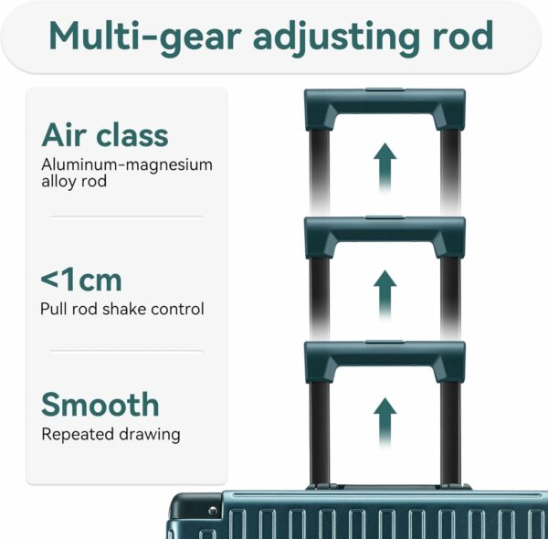 Zipperless Luggage Airline Approved with Aluminum Frame, Lightweight PC Hardside Luggage with Spinner Wheels, Metal Travel Luggage with Double TSA Locks, Carry On 20 Inch, Dark Night Green 5